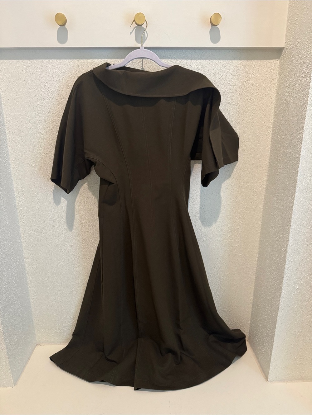 Modern Citizen Olive Asymmetrical Fit Dress with Sailor Collar